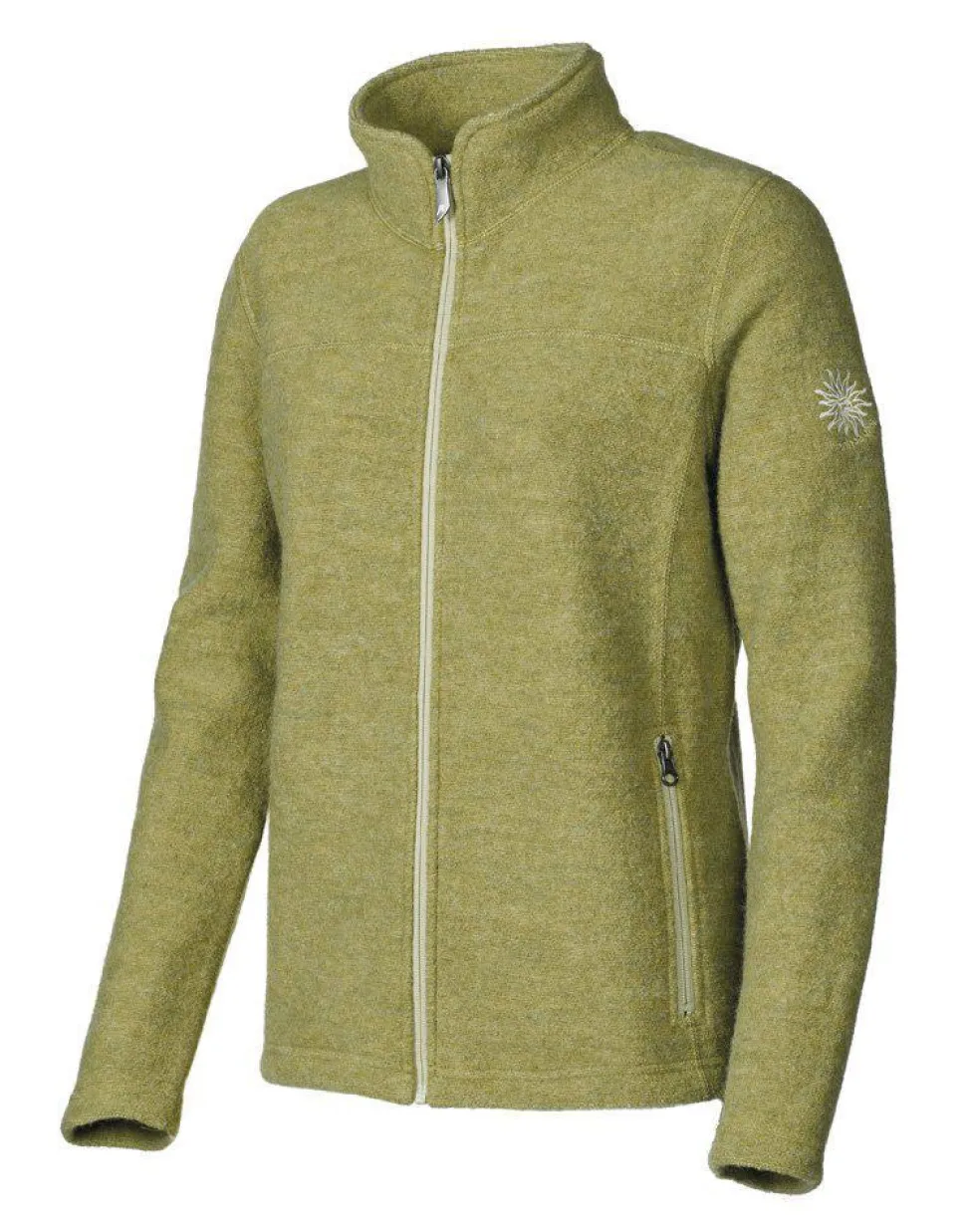 BEATA FULL ZIP, 100% FILTAD ULL — GOLDEN LIME