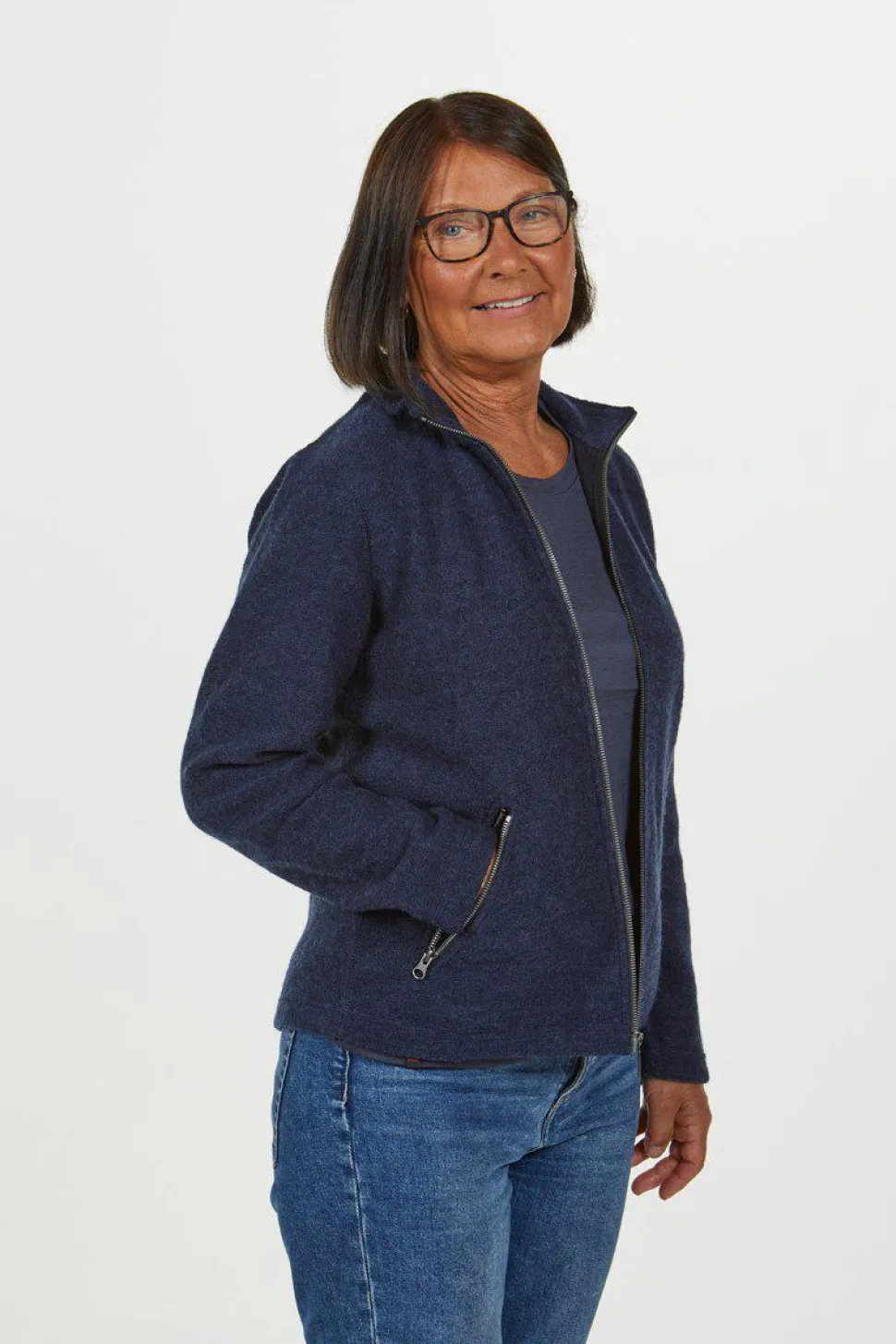 BELLA FULL ZIP, 60% FILTAD ULL, 40% LYOCELL — SAND