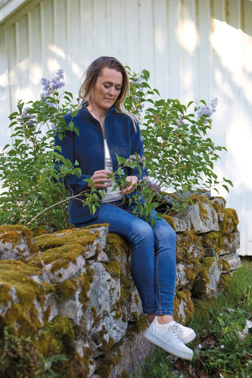 BELLA FULL ZIP, 60% FILTAD ULL, 40% LYOCELL — LIGHT NAVY