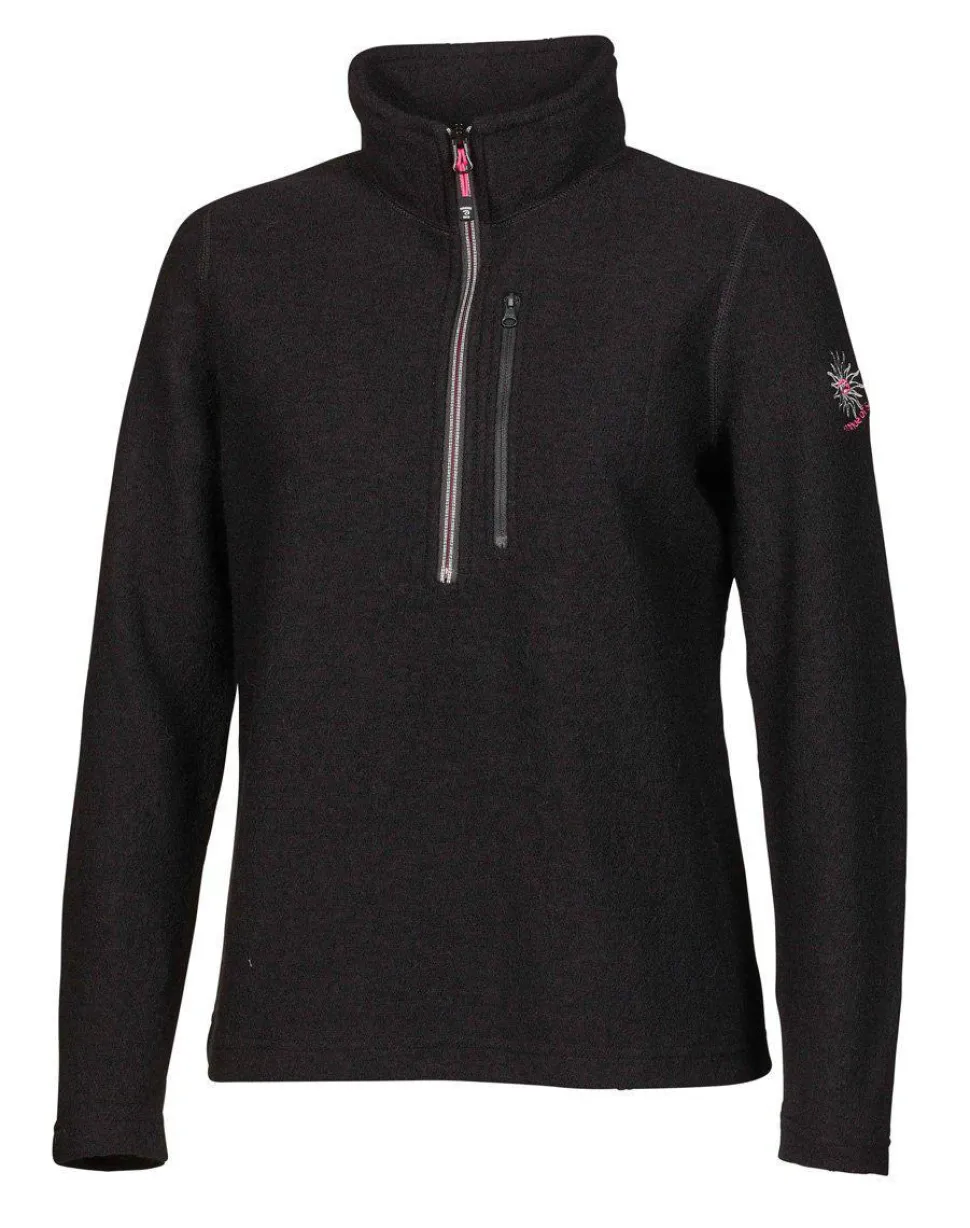 BONNIE HALF ZIP, 98% ULL — BLACK