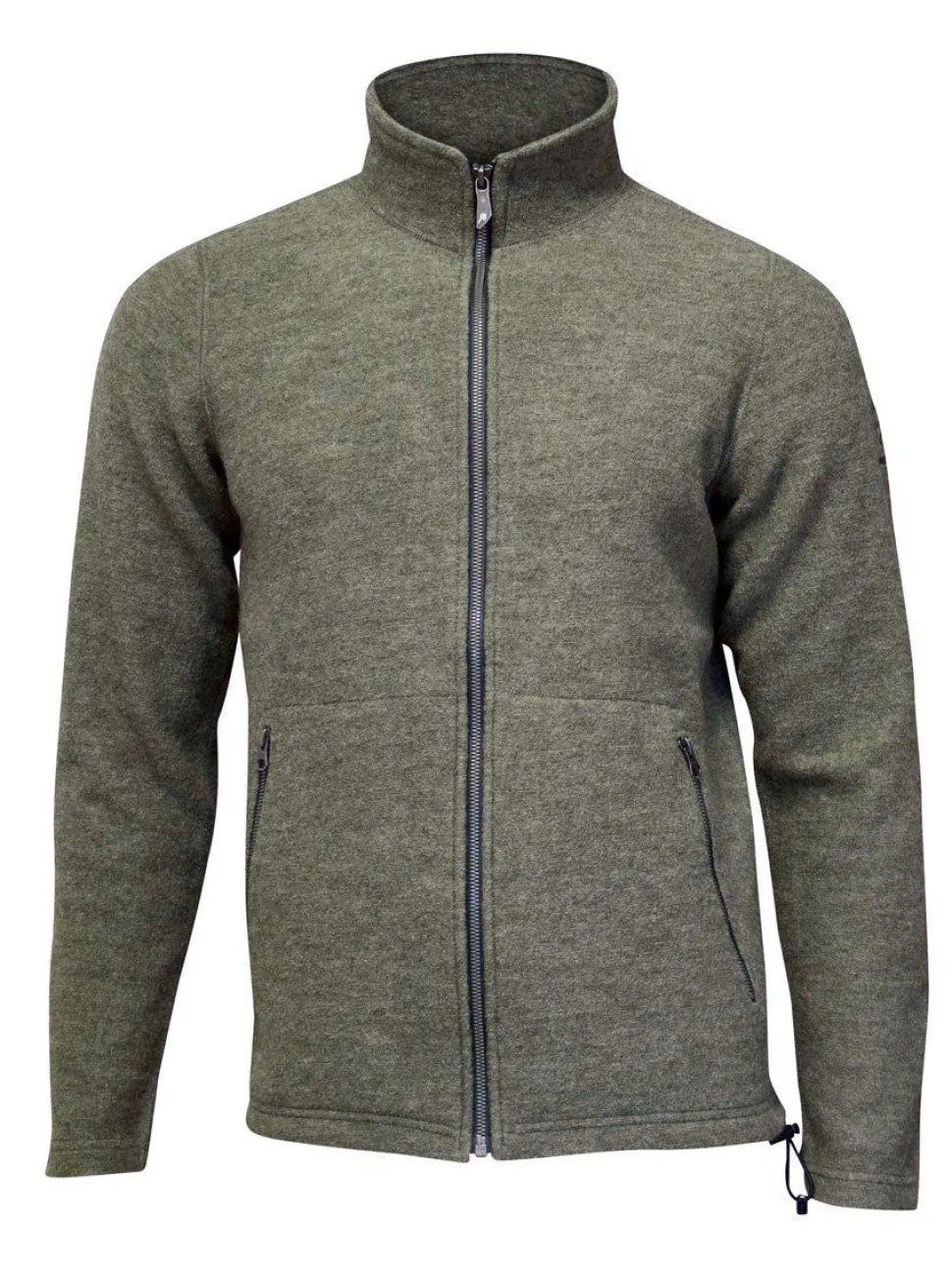 BRUNO FULL ZIP, 60% FILTAD ULL, 40% LYOCELL — LICHEN GREEN