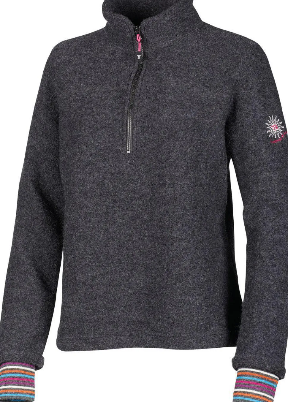 DINA HALF ZIP, 100% FILTAD ULL — GRAPHITE MARL