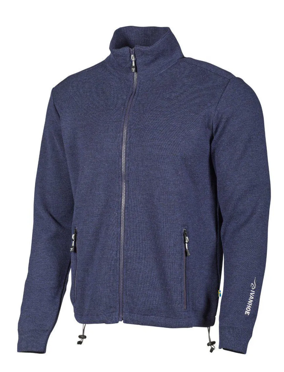 HADAR FULL ZIP, 100% EXTRA FINE MERINOULL — STEELBLUE