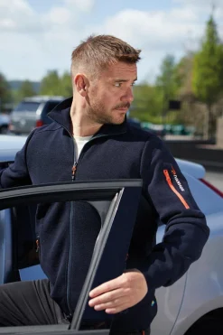 HADAR FULL ZIP WINDBREAKER, 100% EXTRA FINE MERINOULL — BLACK