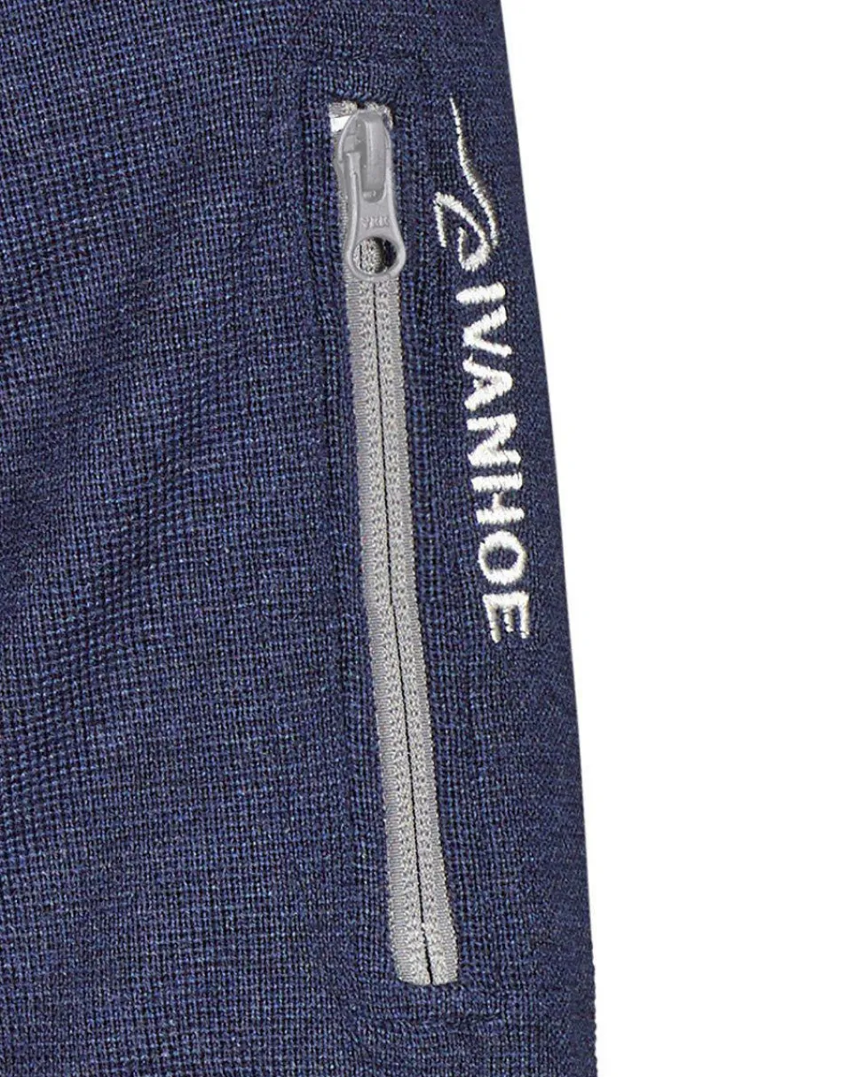 HADAR HALF ZIP, 100% EXTRA FINE MERINOULL — STEELBLUE