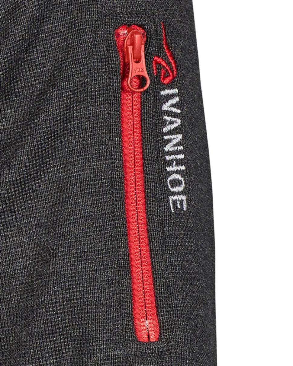 HADAR HALF ZIP WINDBREAKER, 100% EXTRA FINE MERINOULL — GRAPHITE MARL