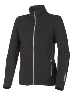 HEDDA FULL ZIP, 100% EXTRA FINE MERINOULL — BLACK