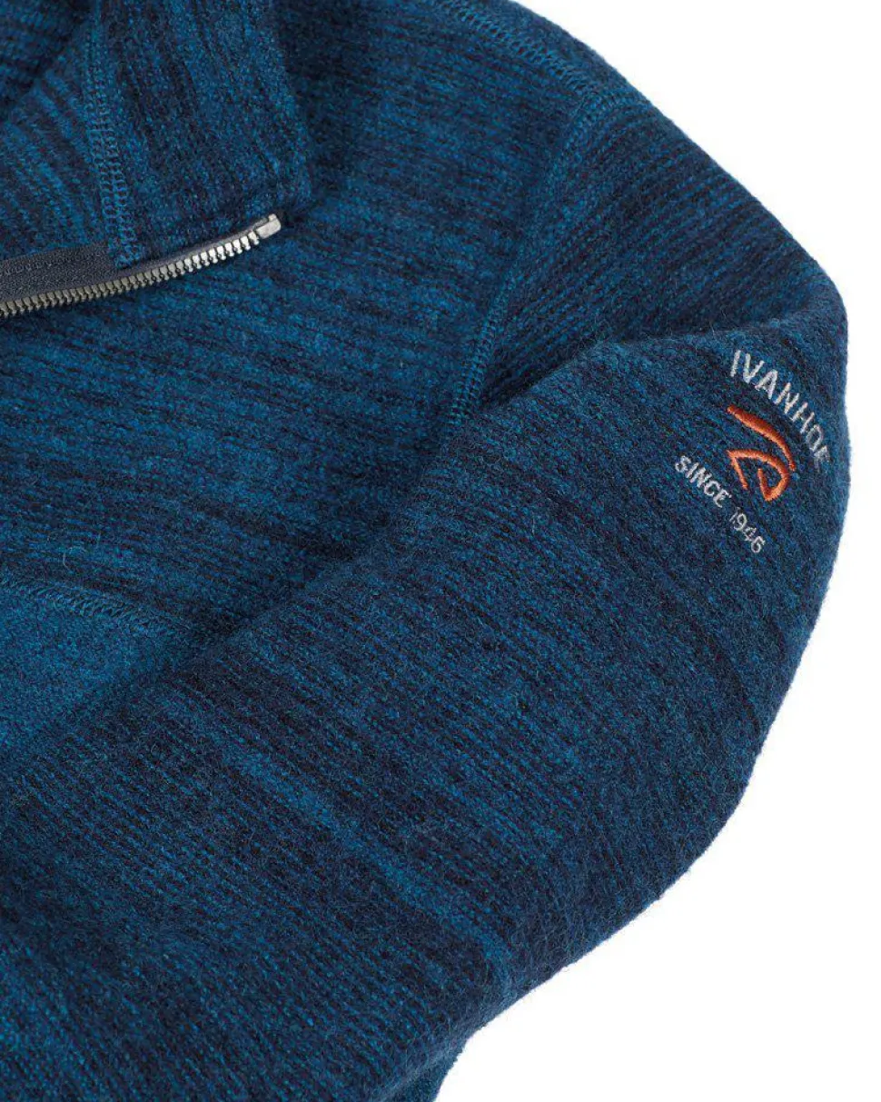 JON FULL ZIP, 100% FILTAD ULL — ELECTRIC BLUE