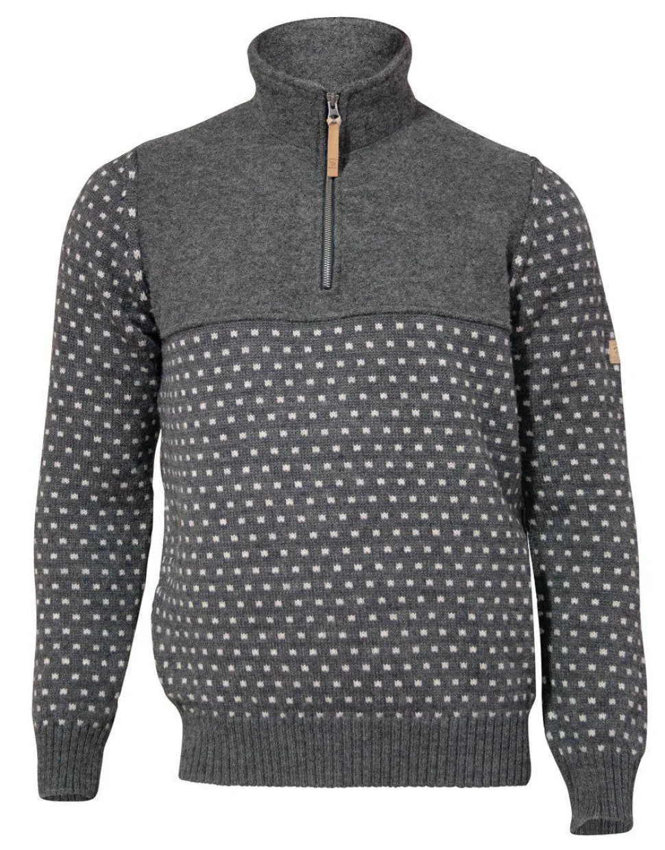 SVERRE HALF ZIP, 100% ULL — GREY