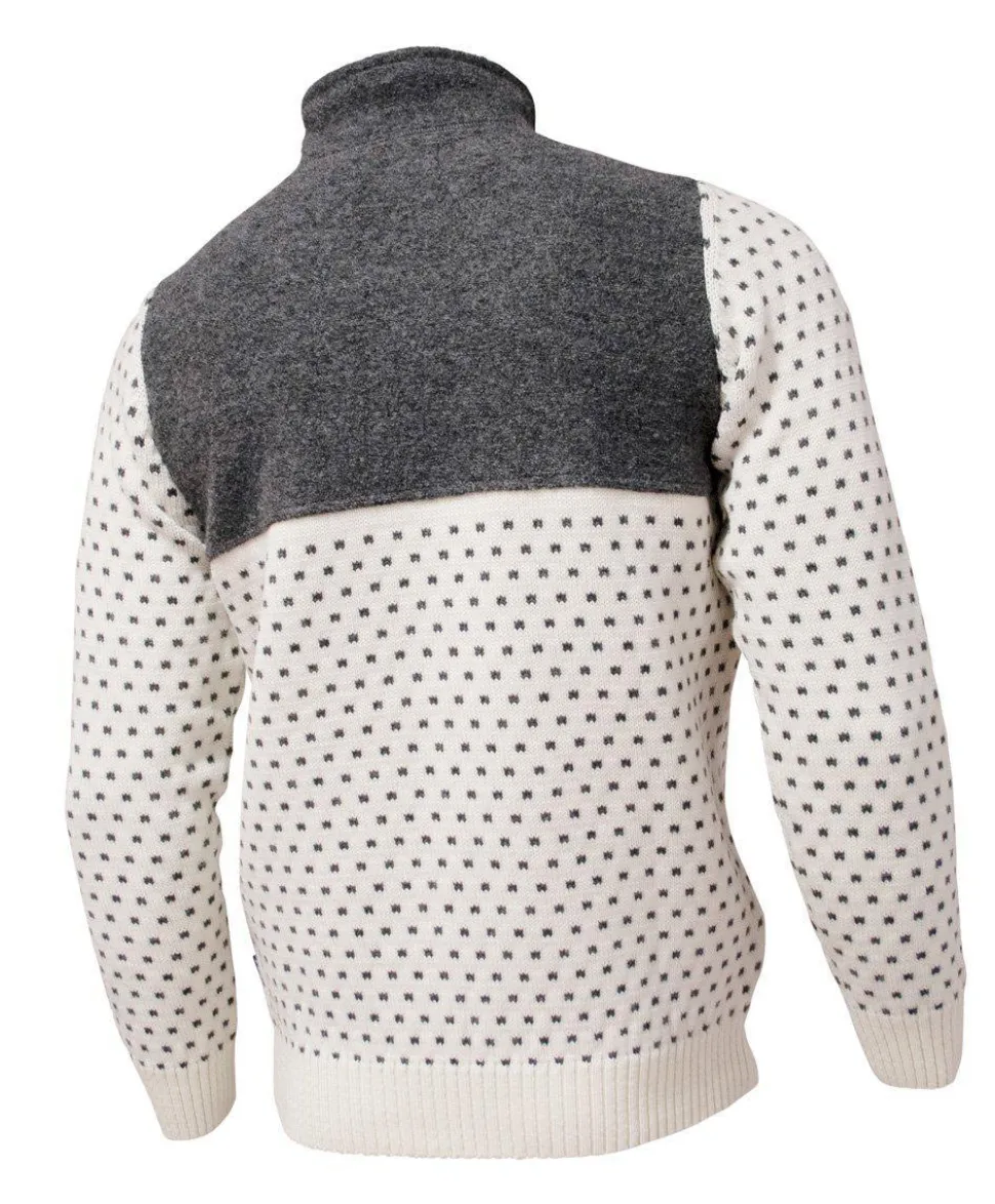 SVERRE HALF ZIP, 100% ULL — OFF WHITE
