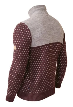 SVERRE HALF ZIP, 100% ULL — RUBY WINE