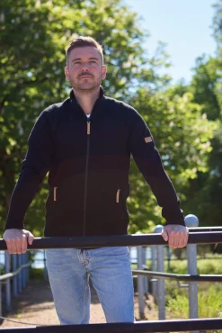 VOLMAR FULL ZIP, 69% ULL — LIGHT NAVY