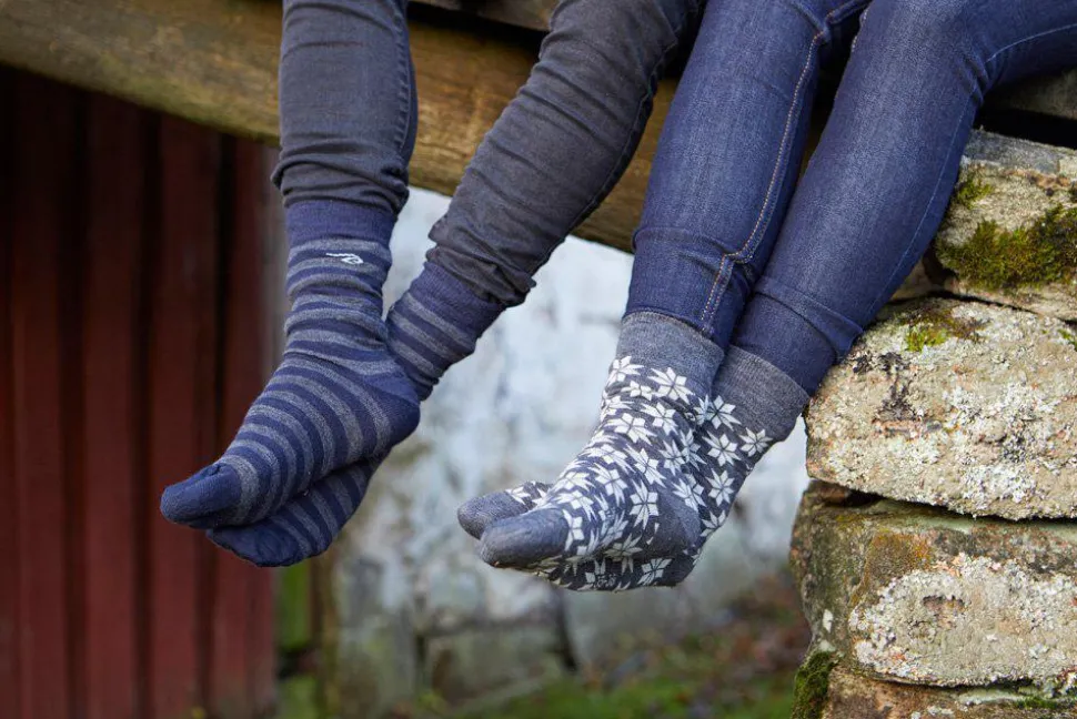 WOOL SOCK STRIPE — BLACK