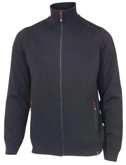 YORK FULL ZIP WINDBREAKER, 100% EXTRA FINE MERINOULL — BLACK