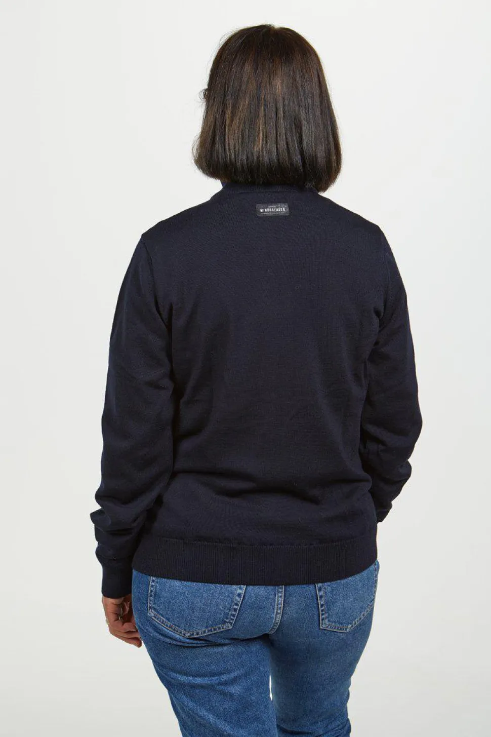 YORK FULL ZIP WINDBREAKER, 100% EXTRA FINE MERINOULL — BLACK